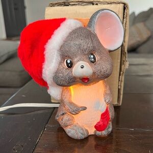 Vintage Lighted X' Mas Mouse Night Light "Works"
